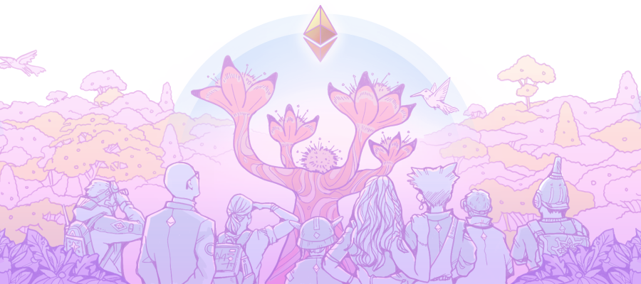 People gathered around the Ethereum tree